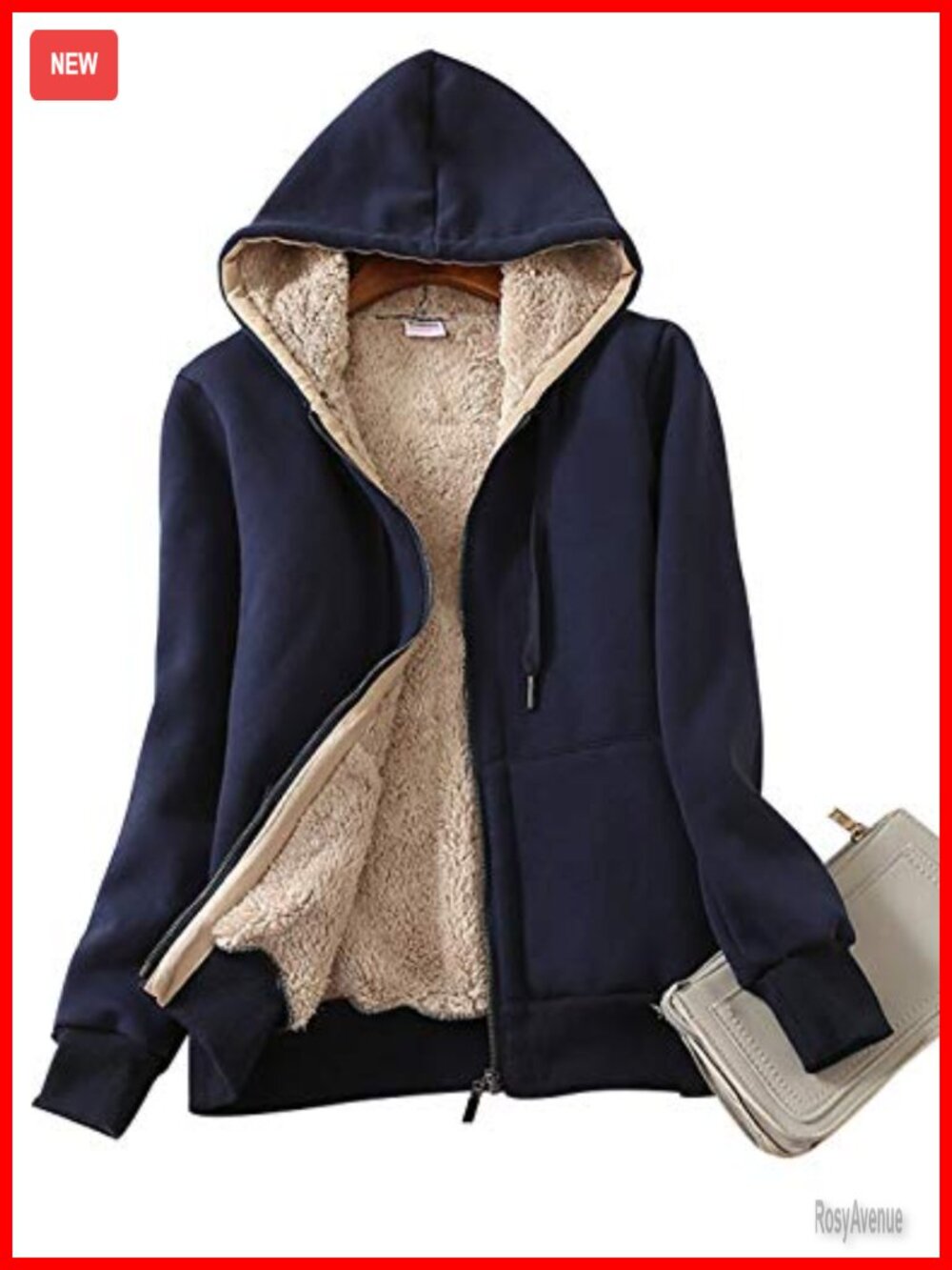 Sherpa Lined Full Zip Hoodie Sweatshirt Jacket Casual Winter Coat